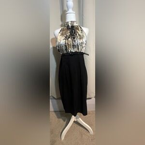 AB Studio Sleeveless Midi Polyester and Spandex Dress with Belt